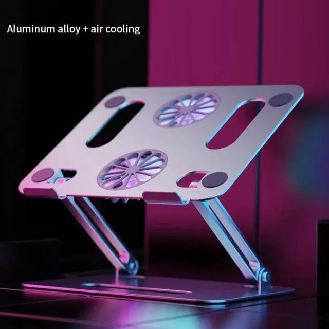 Alt view image 5 of 7 - Aluminum Laptop Tablet Stand with Dual High-speed Cooling Fan, Ergonomics Foldable Ultrabook Tablet Riser, Computer Stand, Adjust Laptop Tablet Holder for MacBook 11-17.3" Laptop Tablets & Notebook