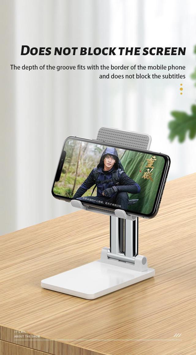 Cell Phone Stand for Desk - Adjustable Angle Height iPhone Stand for Desk,  Foldable Desktop Phone Holder, Tablet Stand Compatible for 4-12.9'' Cell