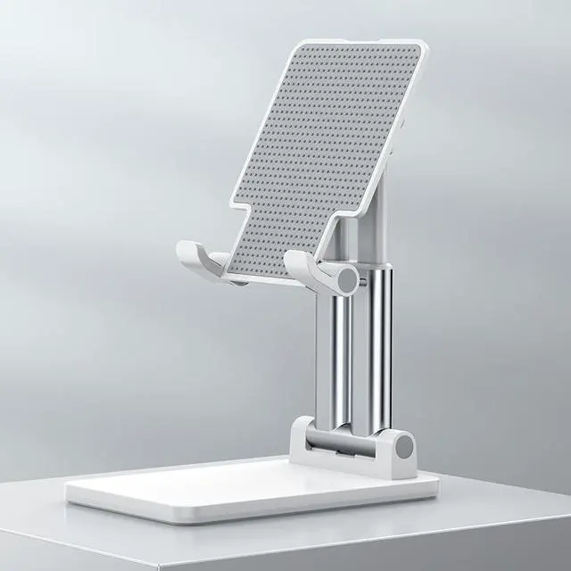 Main image of Desk Cell Phone Stand,Exmott Portable Foldable Cellphone Stand Holder for Office,Adjustable iPhone Stand Compatible with All Mobile Phone, iPhone, iPad, Tablet 4-13'' e-Reader Desk Accessories, White