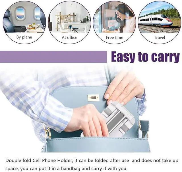 Alt view image 7 of 7 - T9 Desktop Cell Phone Stand,Portable Foldable Cellphone Stand Holder for Office,Adjustable iPhone Stand Compatible with All 4-12.9Inches Phone, iPhone, iPad, Tablet e-Reader Desk Accessories, White