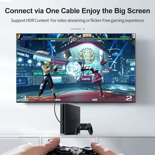 Alt view image 5 of 7 - 8K HDMI Fiber Optic Cable HDMI 2.1 Fiber Support 8K@60Hz, 4K@120Hz, 48Gbps, eARC, HDCP2.2, 4:4:4, 100ft