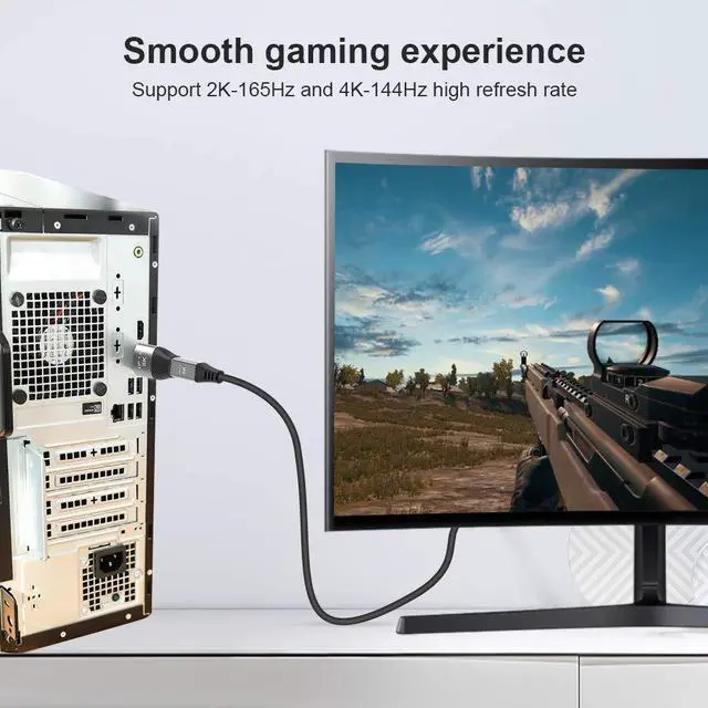 Alt view image 6 of 7 - Mini Displayport to Displayport 8k DP1.4 Adapter 8K@60Hz DP Mini Female to DP Male Extention Adapter Converter, 2 Pack