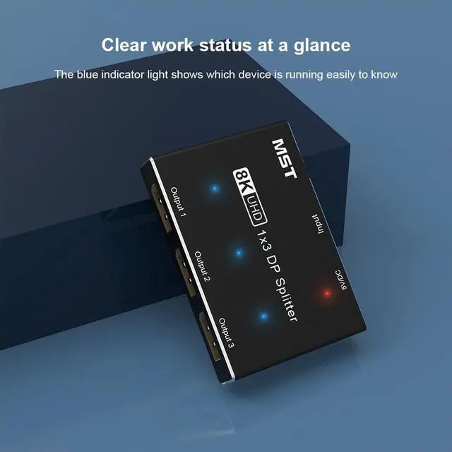 Alt view image 4 of 8 - Jansicotek DisplayPort Splitter 1 in 3 Out 8K@30Hz 4K@144Hz DP 1.4 Triple Splitter MST SST Hub Adapter 1*3 Port for 3 Ultra HD Display Port