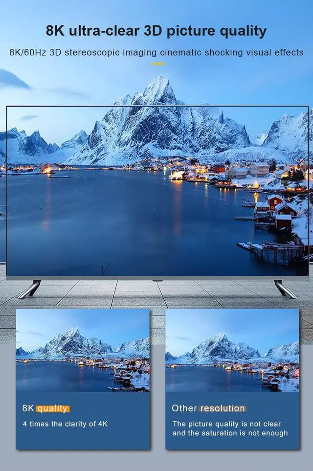 Alt view image 7 of 7 - 8K Fiber Optic HDMI Cable 33ft, Jansicotek Fiber HDMI 2.1 Fiber Optic Long cable in-Wall Support 8K@60Hz,4K@120Hz, 48Gbps, Dynamic HDR 10, eARC, HDCP2.2, 4:4:4, Compatible with Apple TV, Switch