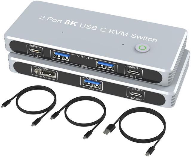 8k Kvm Switch Hdmi-compatible 4k 120hz 2 Port Hd Kvm Switcher Box Usb For  Shared Monitor Keyboard And Mouse Printer Pc