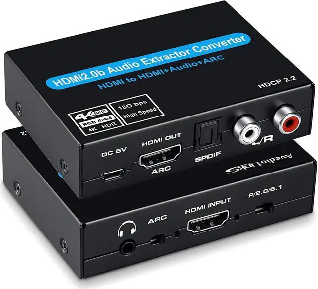 Main image of Jansicotek HDMI 2.0 Audio Extractor Converter with Compatible with Dolby Digital Decoding 18Gbps 4K 60Hz + 1080P@120Hz + 1080P@144Hz + SPDIF + RCA HDCP 2.2 HDR10