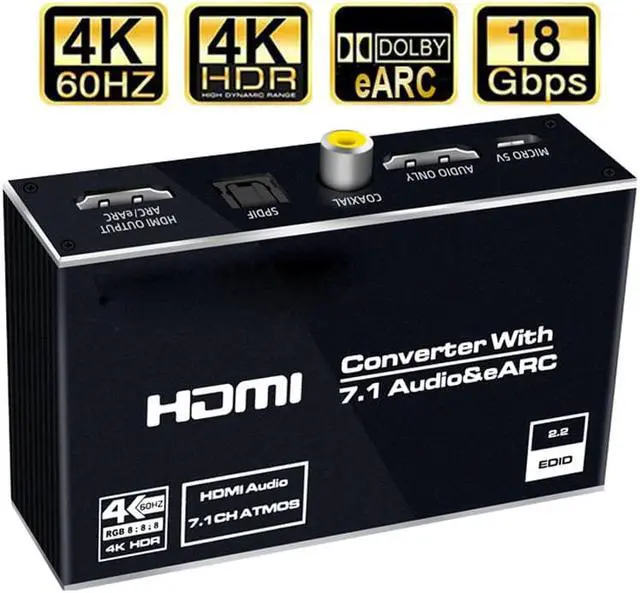 Main image of 4K@60Hz HDMI Audio Extractor,Jansicotek HDMI to HDMI + Optical Toslink SPDIF + 3.5mm Audio Jack + Coaxial + 7.1Ch HDMI Audio HDMI Audio Extractor Splitter for PS5 Soundbar Blu-Ray Player