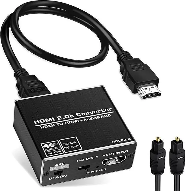 Main image of Aluminum Shell 4K@60Hz HDMI Audio Extractor Splitter with HDMI Audio Extractor to Toslink & 3.5mm, HDMI 2.0a, HDCP 2.2, 18Gbps for PS4 Xbox One DVD Blu-ray Player HD TV Projector,OZV8-1