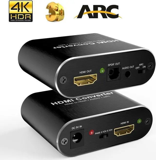 Main image of Jansicotek HDMI 2.0b Audio Extractor Splitter Converter, 4K@60Hz HDMI to HDMI + Optical Toslink SPDIF + 3.5mm Stereo Analog Audio, 5.1 ARC HDMI Audio Embedder Inserter for PS5,Xbox
