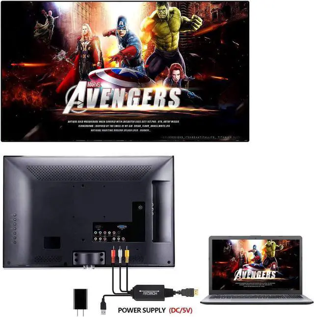 Alt view image 7 of 8 - HDMI to RCA Converter,Jansicotek HDMI to Audio Video Converter, Plug and Play, Convert HDMI Signal to RCA (AV) Composite Video and L/R Stereo Audio Signals (HDMI to RCA Converter Cable)