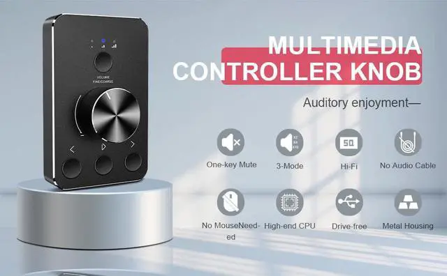 Alt view image 2 of 7 - Multimedia Controller Knob with Mic-Mute Function and Safe Volume Range Setting, USB C Port Audio Adjuster Volume Controller Compatible with Win 7/8/10/11 and Mac OS.