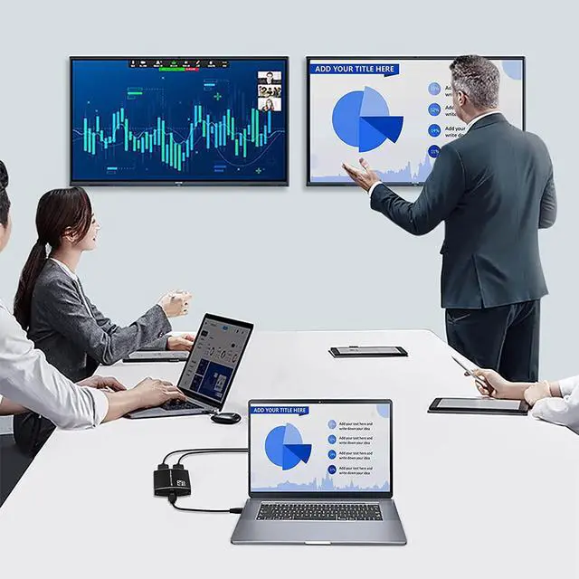 Alt view image 5 of 8 - USB C Hub Type-C to Dual HDMI Adapter with Power Delivery and 3.5mm Audio Jack, 4K 60Hz Screen Expansion 4 in 1 USB Expander Docking Station For Laptop Phone PC