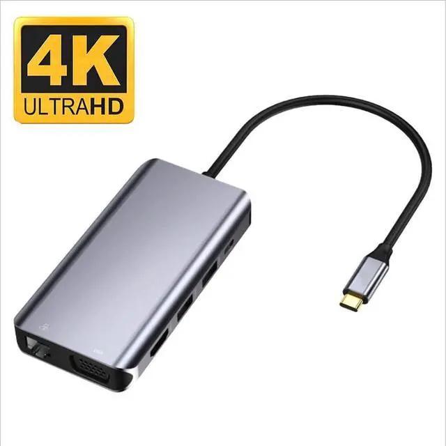 Main image of USB C Hub Multiport Adapter 10 in 1, USB C Docking Station with 4K HDMI/VGA/87W Power Delivery/3 USB Ports/MicroSD/TF/1Gbps Ethernet/3.5mm Audio Adapter for MacBook, Dell XPS, More Type C Devices