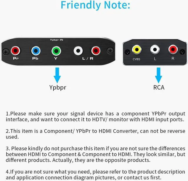 Alt view image 6 of 7 - Component to HDMI Converter with Scaler Function, Jansicotek YPbPr to HDMI Converter, 5RCA RGB to HDMI Converter Adapter Includes HDMI and Component Cables(Aluminum)