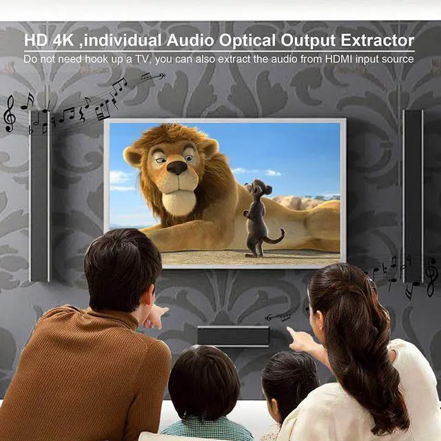 Alt view image 7 of 7 - Jansicotek 4K HDMI Switch Splitter with Optical & 3.5mm AUX Audio Out, 2 in 4 Out HDMI 2.0 4K@60Hz HDMI 2.0b Audio Extractor Splitter with Remote, Support HDCP 2.2, HDMI2.0b, 4K@60HZ, RGB4:4:4, 4K HDR