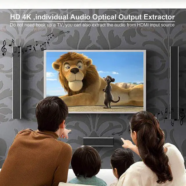 Alt view image 7 of 7 - Jansicotek 4K 60Hz HDMI 2.0 Switch Splitter 2 in 4 Out with Audio Extractor (HDMI, 3.5mm AUX,Toslink Audio Out) , Support HDCP 2.2, HDMI2.0b, 4K@60HZ, RGB4:4:4, 4K HDR for TV 4K Home Theater