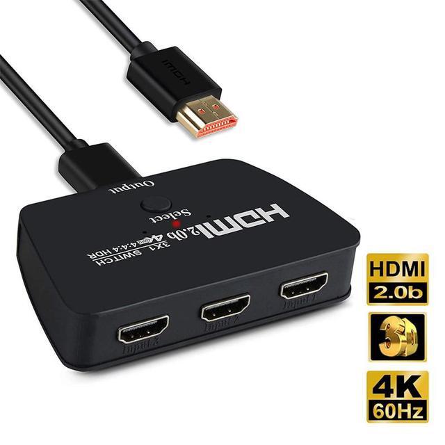 Basics 3 Port HDMI Switch With Pigtail Cable Supports Full HD 4K