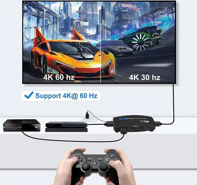 Alt view image 6 of 7 - 4K@60Hz HDMI Switch 5x1, 5 Port HDMI Switcher with IR Wireless Remote Support Auto Switch, HDMI 2.0, HDCP 2.2, HDR, Full HD, 3D - OZQ3-5