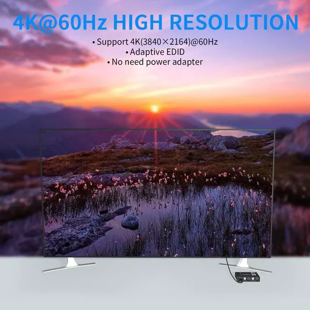 Alt view image 2 of 7 - Jansicotek 4K@60Hz KVM Switch HDMI + USB 4K@60Hz 2 in 1 Out KVM Switch 1 Monitors 2 Computers,with 3USB2.0 Ports Output, PC Monitor Keyboard Mouse Switcher