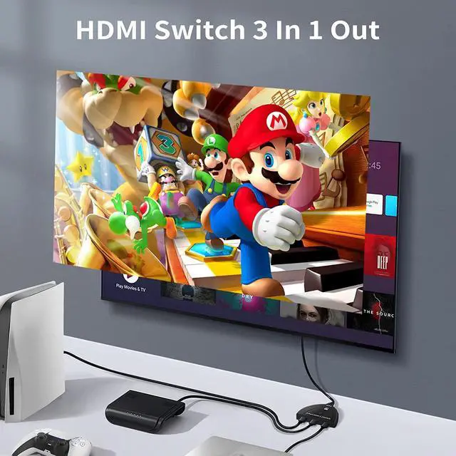 Alt view image 2 of 7 - 8K@60Hz HDMI2.1 Switch, 3 Port Selector Box with Pigtail Cable, HDMI Switcher 3 in 1 Out Supports 8K 4K 3D 1080P for PS4/PS3, Xbox, HDTV, Roku etc, HD-Ready, Monitors, OZ8Q3-1