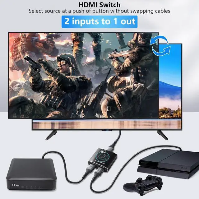 Alt view image 2 of 7 - Jansicotek HDMI 2.1 Switch 8K@60Hz HDMI Splitter 2 in 1 Out Supports 4K@120Hz 1080P@240Hz 3D HDR Dolby High Speed 48Gbps HDMI Switch Compatible with PS5 PS4 Fire Stick Xbox Apple TV Blu-Ray Player