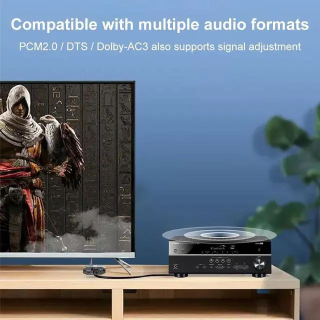 Alt view image 6 of 7 - SPDIF/TOSLINK Optical Audio Switch 3x1 with IR Remote, 3 Port TOSLINK Switcher Support LPCM2.0 / DTS / Dolby Digital