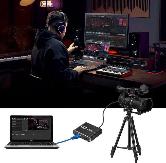 Alt view image 7 of 8 - 4K Capture Card USB 3.0, HDMI Video Capture Card to USB with Microphone & HDMI Loop-Out, Capture Card 1080p 60fps for Streaming, Compatible with Nintendo Switch/Game Console/Phone