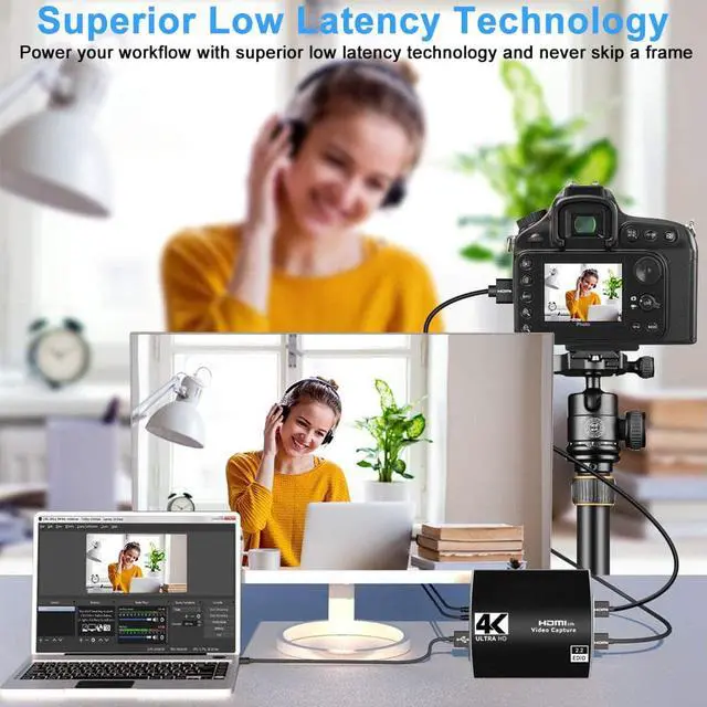 Alt view image 6 of 7 - USB3.0/Type-C Video Capture Card 4K@60Hz 1080P 60FPS,HDMI Capture Card Switch with Microphone, Game Capture Card for Live Streaming Video Recording, Screen Capture Device Work with PS4/PC/OBS/DSLR