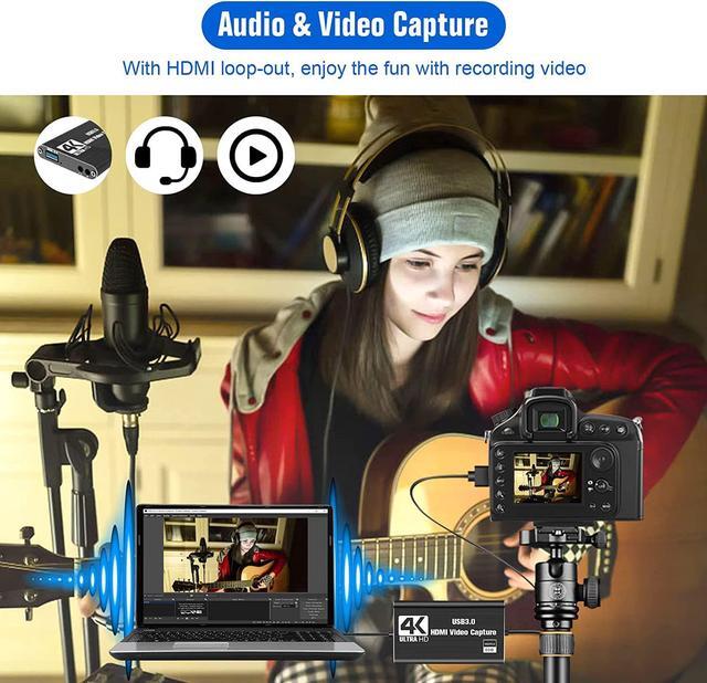 Alt view image 6 of 7 - Jansicotek Capture Card USB 3.0, 4K HDMI Video Capture Card to USB/Type-C with Micr & HDMI Loop-Out, Capture Card 1080p 60fps for Streaming, For Nintendo Switch/Game Console/Phone (OZC3)