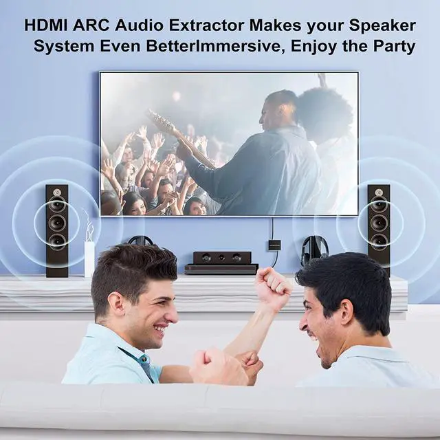 Alt view image 4 of 7 - HDMI ARC to Coaxial + Optical TOSLINK SPDIF + 3.5mm Stereo Audio Extractor Converter HDMI Audio Splitter Adapter(HDMI Input, Toslink/Coaxial/3.5mm Output)