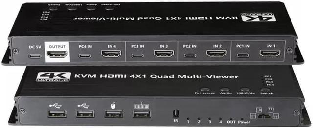 4K HDMI KVM 4x1 Quad Multi Viewer 4 In 1 Out Seamless Switch HDMI  Multiviewer