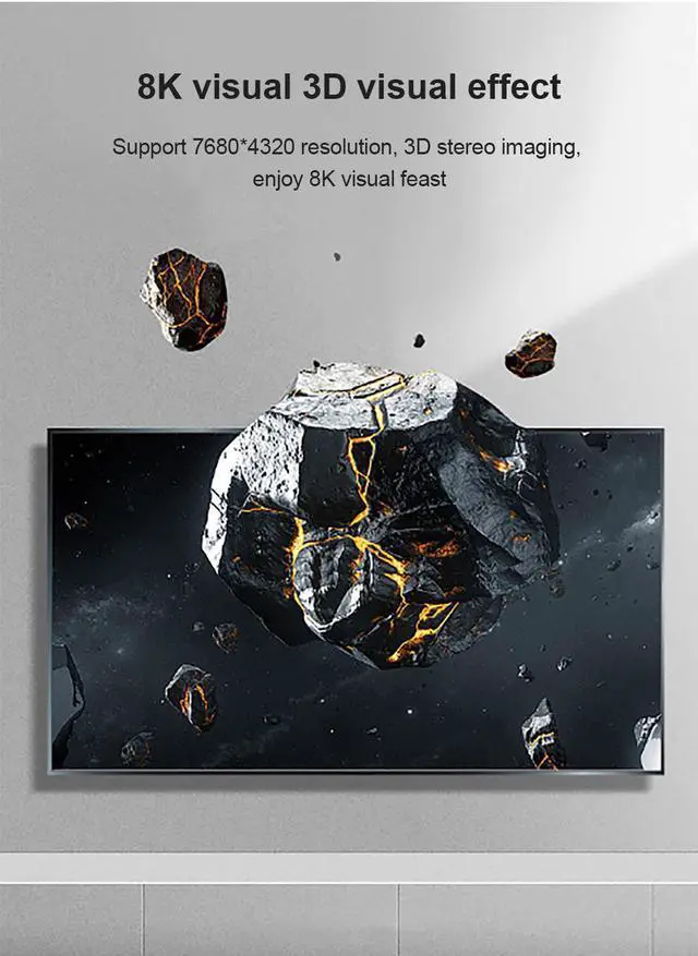 Alt view image 7 of 7 - 8K HDMI Fiber Optic Long Cable 33FT/10M, Ultra 48Gbps Unidirectional High Speed 3D 8K@60Hz 4K@120Hz 144Hz Braided HDMI Cord eARC HDR10 HDCP 2.2&2.3 Compatible with Roku TV/PS5/HDTV/Blu-ray