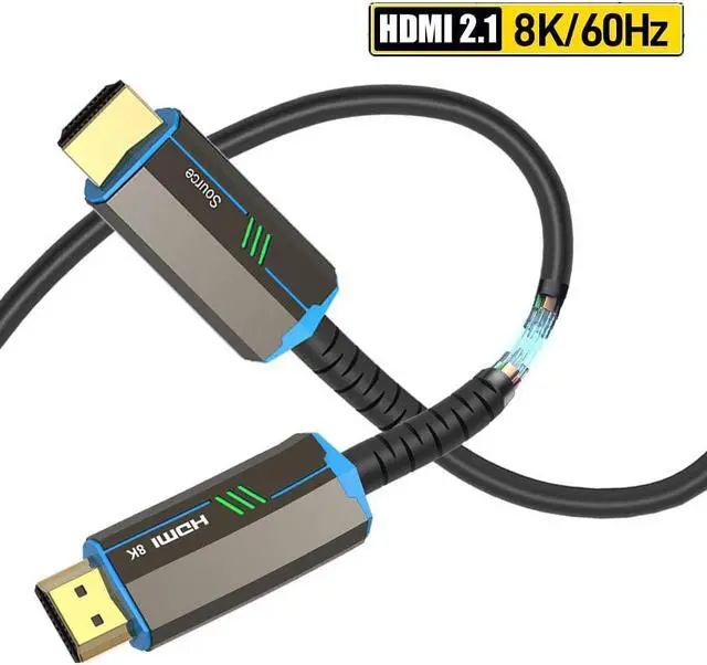 Main image of 8K Fiber HDMI Cable 100ft, Fiber Optic HDMI 2.1 Cable, (48Gbps, in-Wall CL3 Rated, eARC, 8K 60Hz, 4K 144Hz, HDCP 2.3, HDR10+) Compatible with RTX 3080/3090 Xbox Gaming, VR, HDTV, Monitor, PC