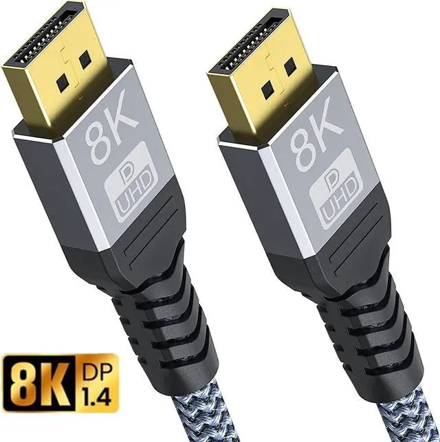 Main image of 8K DisplayPort Cable 16.4ft, 32.4Gbps High Speed DP 1.4 Braided Display Port Cord, 8K 60Hz HDR, 4K/60Hz, 1080p, 3D Compatible for Gaming Monitor Graphics Card TV PC Laptop