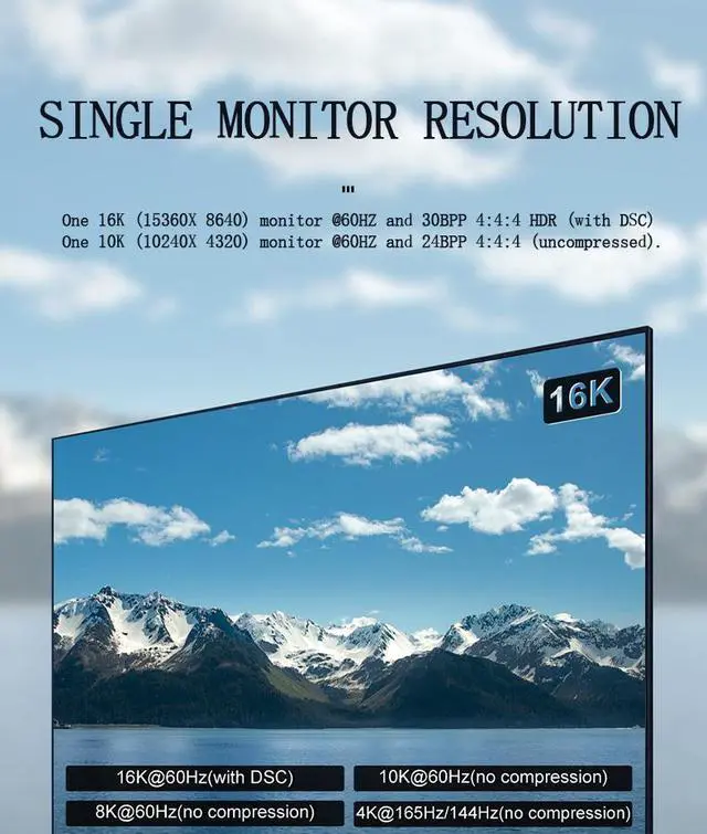 Alt view image 4 of 7 - Jansicotek 16K DisplayPort to DisplayPort 2.0 Cable with 8K@60Hz, 16K@60Hz Video Resolution, and HDR Support, 3.3 Feet