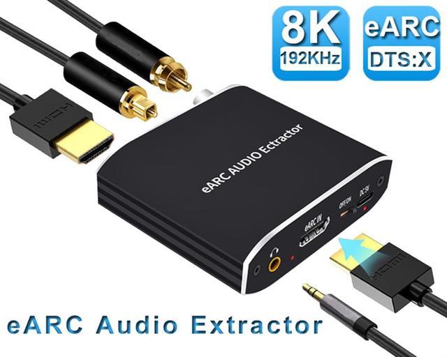HDMI eARC Audio Extractor Splitter hdmi2.1 to hdmi Audio Adapter Converter  with L/R Coaxial SPDIF 3.5mm Stereo Audio Output Support 1080P 3D  Compatable for PS4 Fire Stick Blu-Ray Player etc. 