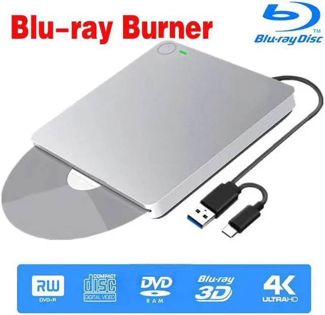 Main image of Jansicotek External Blu-Ray Burner Player Drive with One Touch Pop up, USB 3.0/Type-C Slim Protable External CD-RW Drive DVD-RW Burner Writer Player for Laptop Notebook PC Desktop Computer,