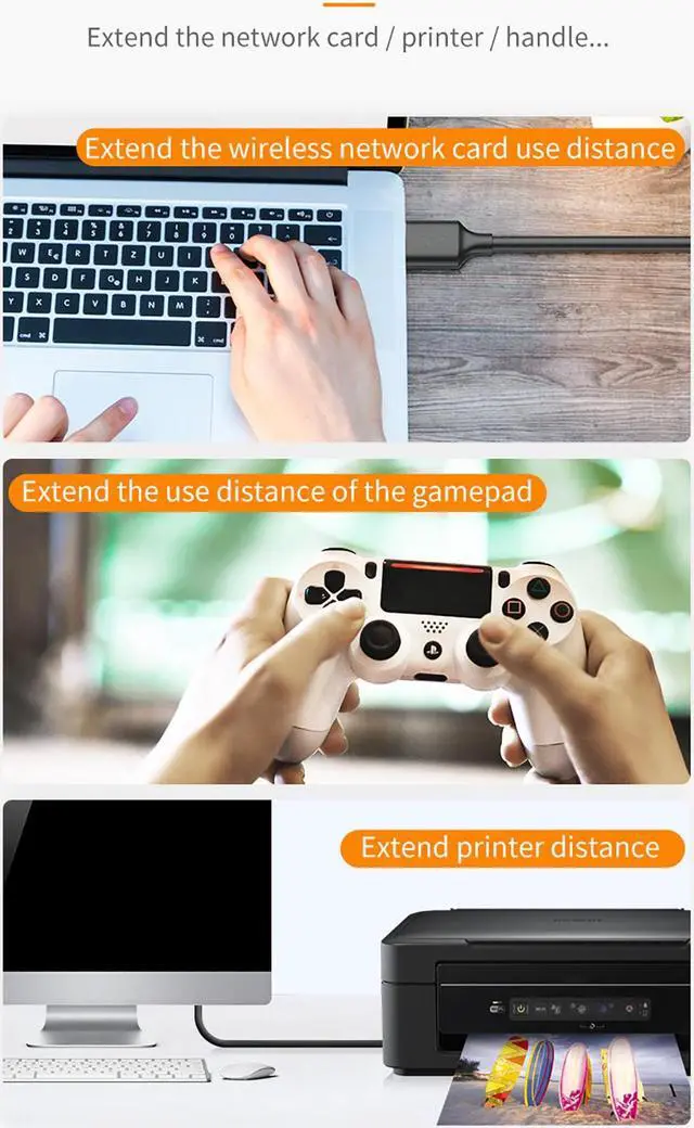 Alt view image 6 of 8 - USB Extension Cable, (3 PACK 1.64FTUSB 3.0 Extension Cable Male to Female Extension Cord USB Cable Fast Data Transfer Compatible with USB Keyboard,Mouse ect