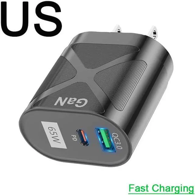 Main image of 65W USB-C PD Laptop Charger Power Adapter Compatible with MacBook Pro/Air, iPad Pro, iPhone 14 Pro, Galaxy Tab S8, S23, Dell XPS 13- Black