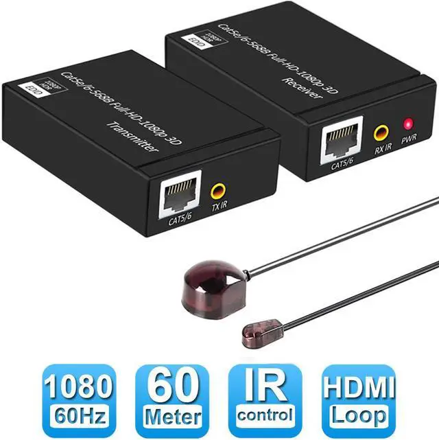 Main image of Jansicotek HDMI Extender 1080p@60Hz, 3D, Over Single Cat5e/Cat6 Cable Full HD Uncompressed Transmit Up to 196 Ft(60m), EDID Function Supported (Transmitter and Receiver)