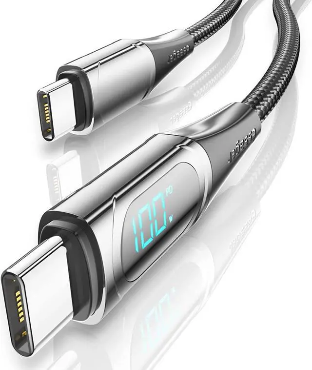 Main image of Jansicotek PD 100W USB C to USB C Cable,5A 20V Fast Charging USB C Cable with LED Display Nylon Braided Charger Cord Type C Cable for Samsung S21 S20 iPad Pro Google Pixel LG (6.6FT, 1-PACK)