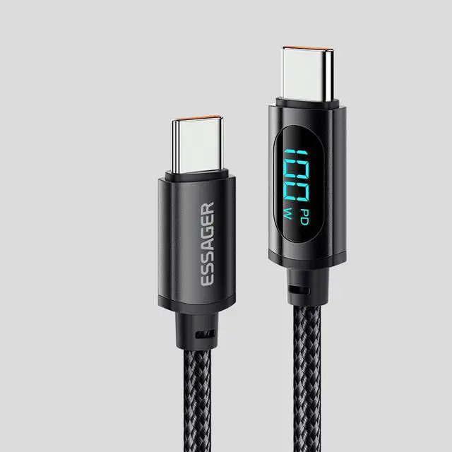 Main image of Jansicotek (3.3FT, 1-PACK) USB C Cable, Nylon Braided USB C to USB C Cable, 100W PD Fast Charging Type-C Cable with LED Display for lPad Mini/Air/Pro, MacBook Pro, Samsung Galaxy S22/S10, Pixel, LG