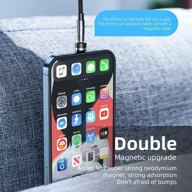 Alt view image 6 of 7 - [3.3ft, 1-pack] Jansicotek USB A to USB C Cable 3A PD 540 Rotate Fast Charging Type-C Phone Nylon Braided Charger Cord 480Mbps Data for iPad MacBook Samsung Galaxy Pixel PS5