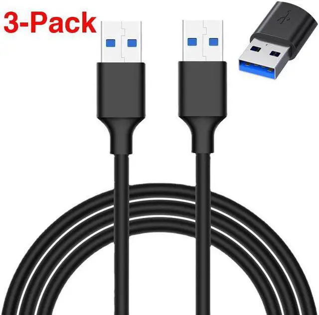 Main image of Jansicotek USB to USB Cable, USB3.0 Male to Male USB A to USB A USB to USB Cord Compatible with Hard Drive Enclosures, USB 3.0 Hub, DVD Player, Laptop Cooler - [1.6Ft, 3-Pack]