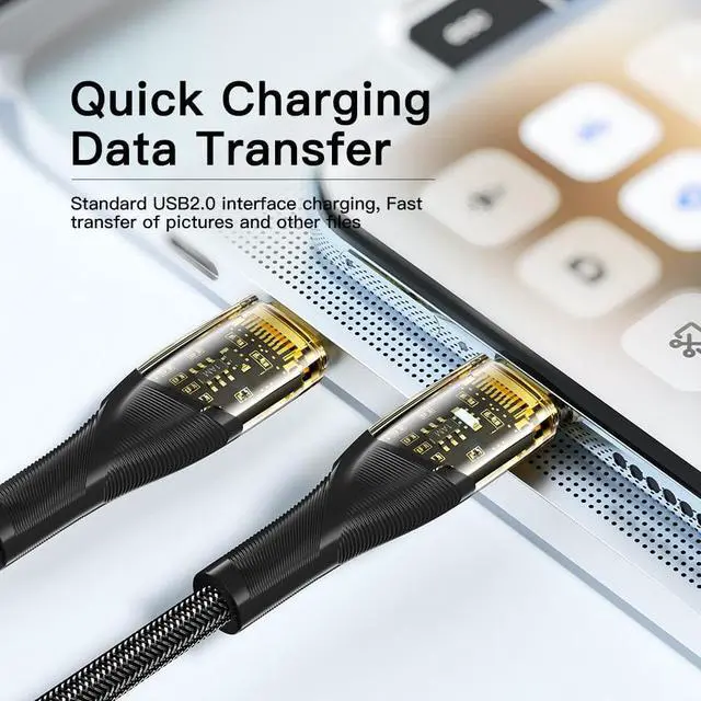 Alt view image 4 of 7 - PD 100W USB C to USB C Cable,Jansicotek 5A 20V Fast Charging USB C Cable Transparent Shell Nylon Braided Charger Cord Type C Cable for Samsung S21 S20 iPad Pro Google Pixel LG (3.3FT, 1-PACK)