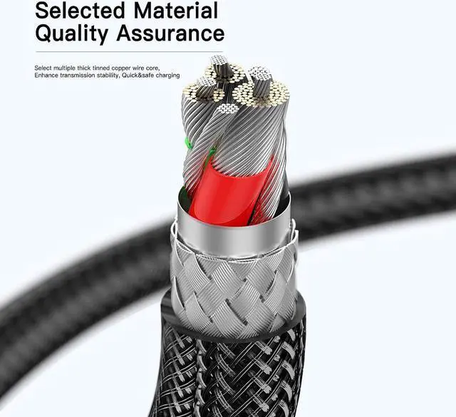 Alt view image 7 of 7 - [3.3ft, 2-pack] Jansicotek USB C to USB C Cable 5A PD 100W Transparent Shell Cable QC4.0 Super Fast Charging Type-C Phone Nylon Braided Charger Cord 480Mbps Data for iPad MacBook Samsung Galaxy