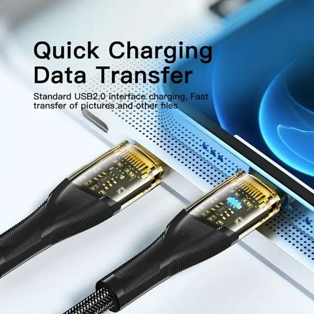 Alt view image 4 of 7 - [3.3ft, 1-pack] USB C to Lightning Cable 3A PD 29W Transparent Shell Cable QC4.0 Super Fast Charging Nylon Braided Charger Cord 480Mbps Data for Apple iPhone 14/13/12/Pro/11/8/7/6