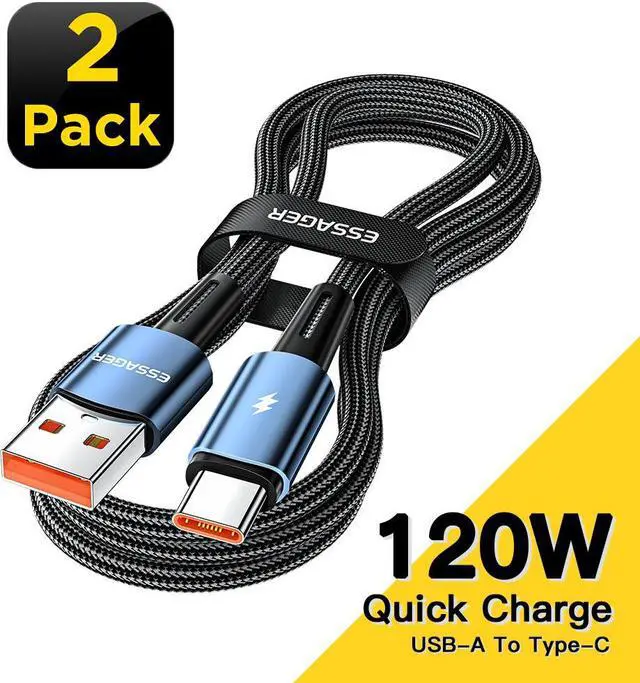 Main image of 120W USB A to USB C Cable ,Jansicotek USB C Cable,USB C Charger Cable Fast Charging,PD USB C Cord for Samsung Galaxy iPad MacBook Pixel (6.6FT, 2-PACK)