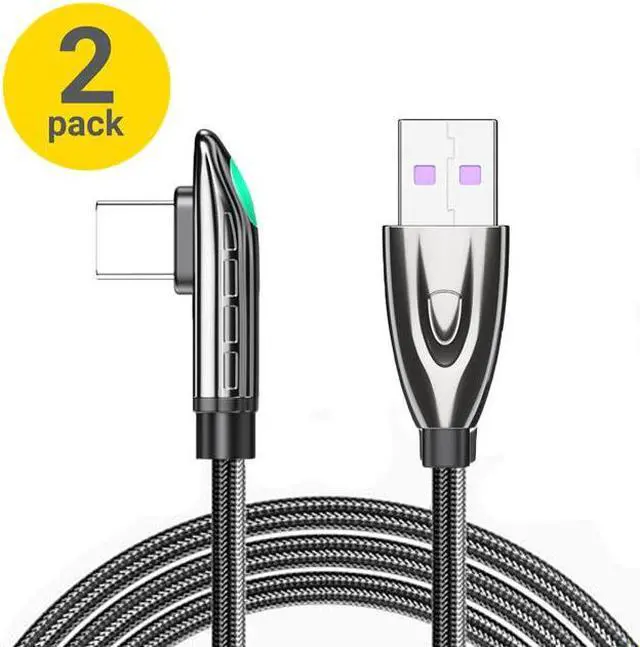 Main image of PD 66W USB C to USB C Cable,Jansicotek 6A 11V Fast Charging USB C Cable Right Angle Nylon Braided Charger Cord Type C Cable for Samsung S21 S20 iPad Pro Google Pixel LG (3.3FT, 2-PACK)