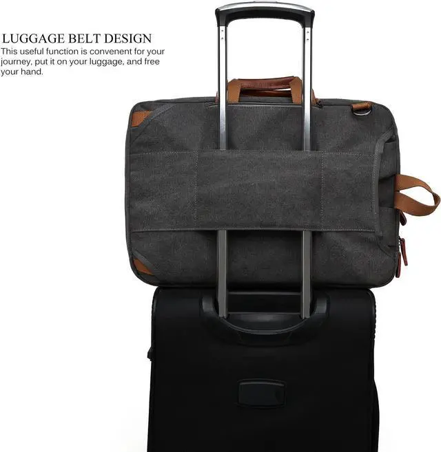 Alt view image 4 of 7 - Convertible 3 in 1 Laptop Backpack,17.3 Inch Messenger Backpack Satchel Bag Briefcase Backpack Computer Handbag Shoulder Bag for Women Men-Canvas Black